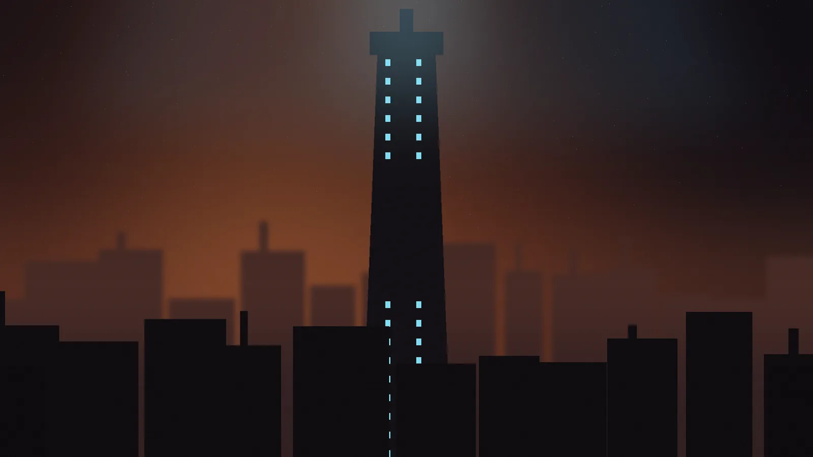A dark city skyline under the glow of the Nexus